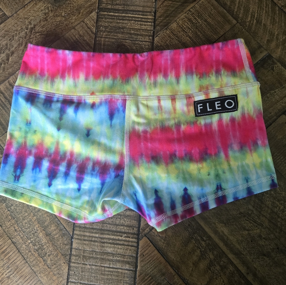 Fleo Pink and Blue Athletic Shorts Tie-Dye